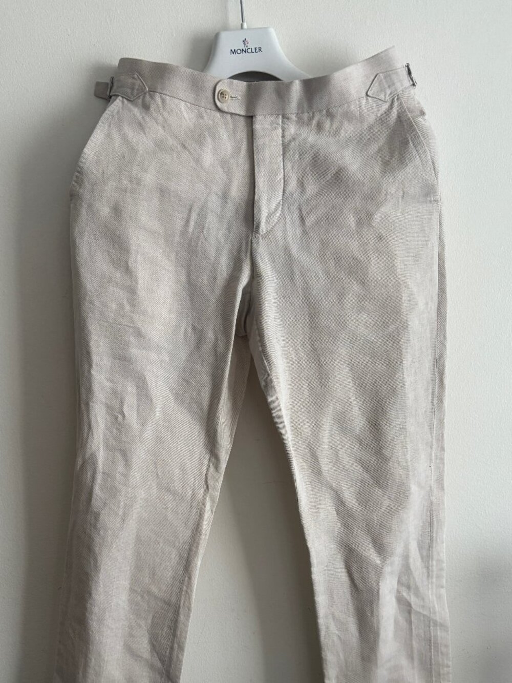 $250 Suitsupply Sand Beige Linen Cotton Trousers Side Adjusters - 30x30 (EU 46)